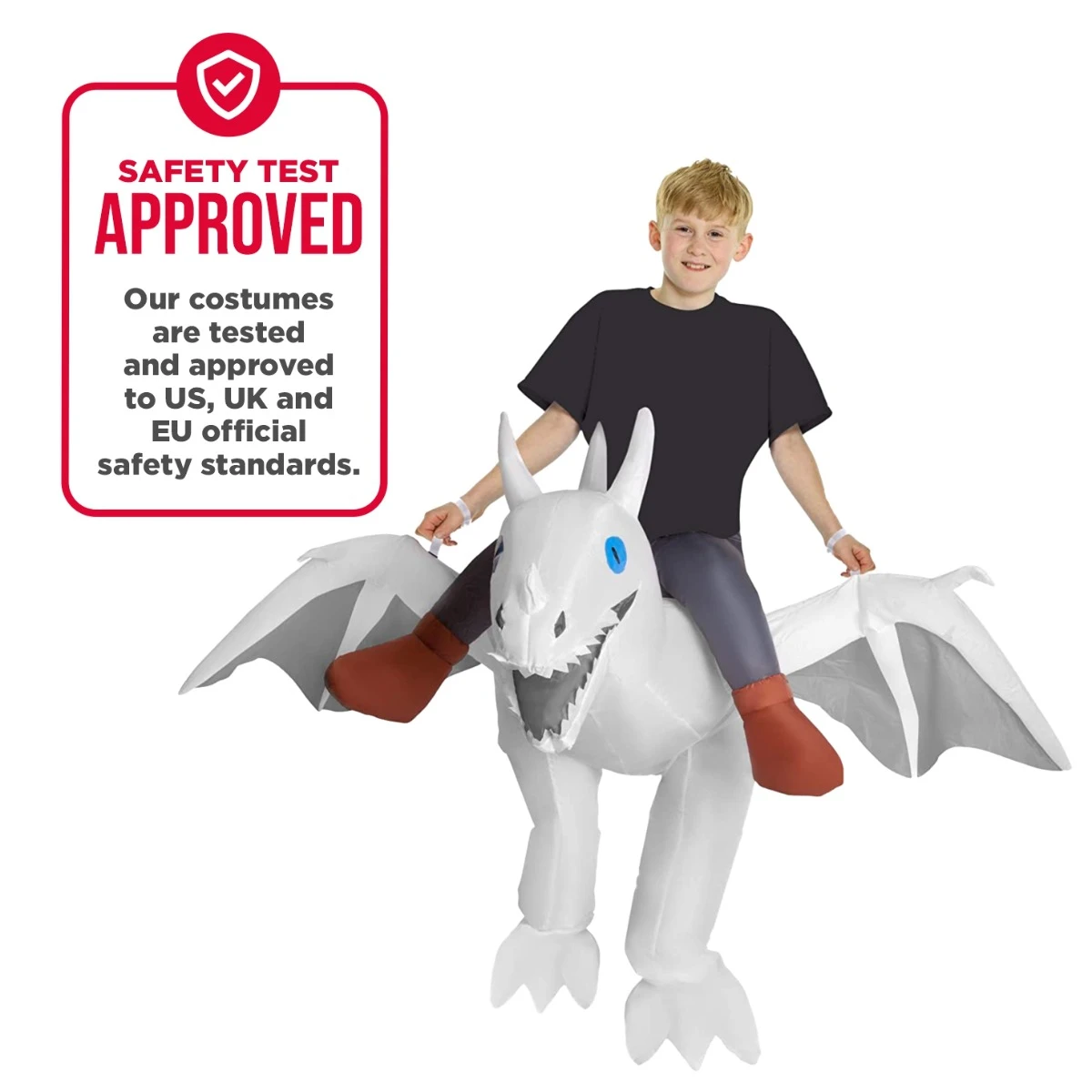 Costume Gonfiabile Drago Bianco Cavalcabile Bambino 5 Costume Gonfiabile Drago Bianco Cavalcabile Bambino - immagine 3