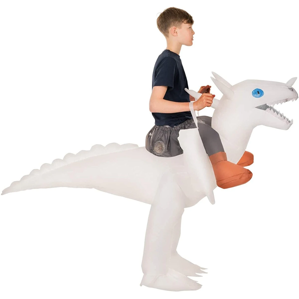 Costume Gonfiabile Drago Bianco Cavalcabile Bambino 8 Costume Gonfiabile Drago Bianco Cavalcabile Bambino - immagine 6