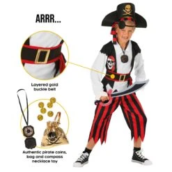 Costume Da Pirata A Righe Rosse Per Bambini -Vendite Morphsuits mckrsp pirate red kids 014