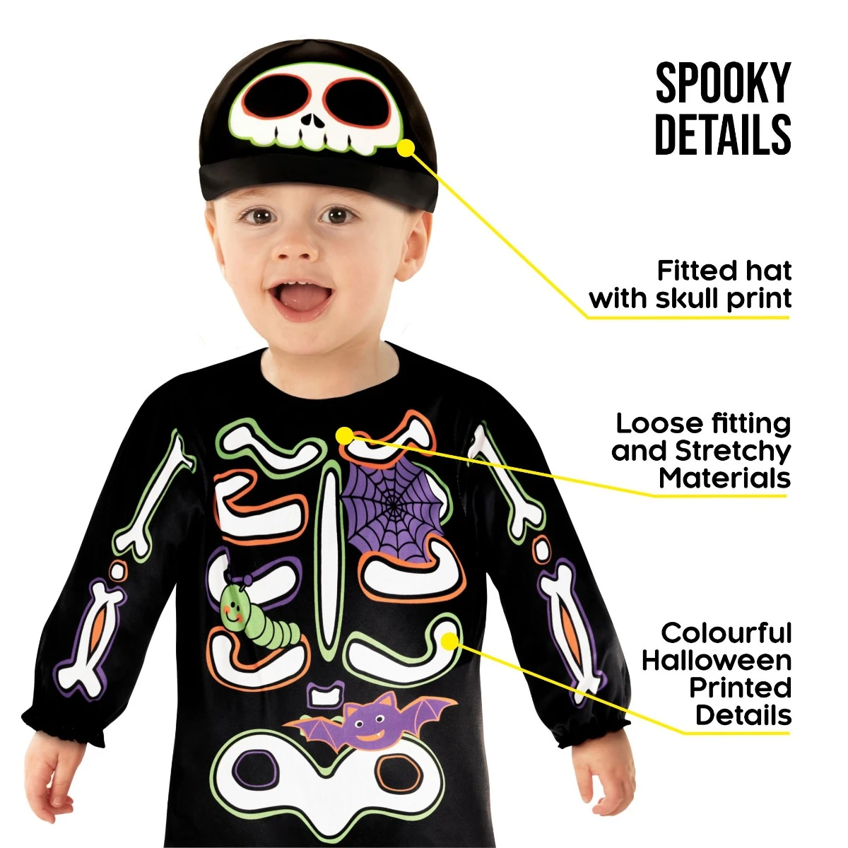 Costume Terrificante Scheletro Per Bambini Piccoli 5 Costume Terrificante Scheletro Per Bambini Piccoli - immagine 3