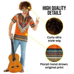 Kit Costume Hippie Arancione Da Uomo -Vendite Morphsuits mcmhko hippie kit orange 10