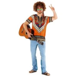 Kit Costume Hippie Arancione Da Uomo -Vendite Morphsuits mcmhko hippie kit orange 4