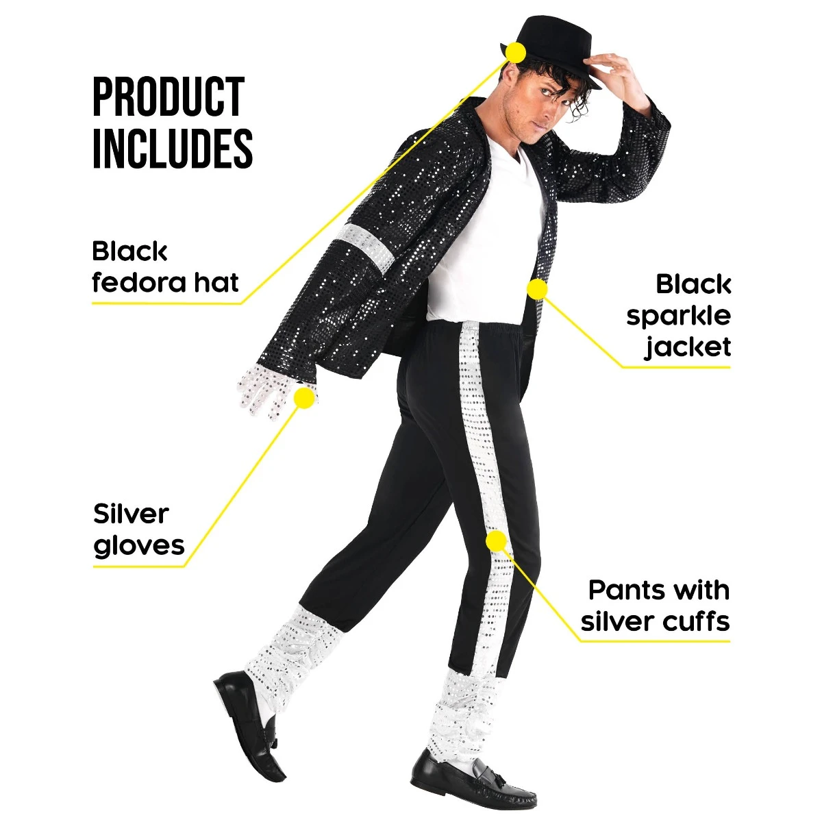 Re Del Pop Costume Per Uomini 4 Re Del Pop Costume Per Uomini - immagine 2