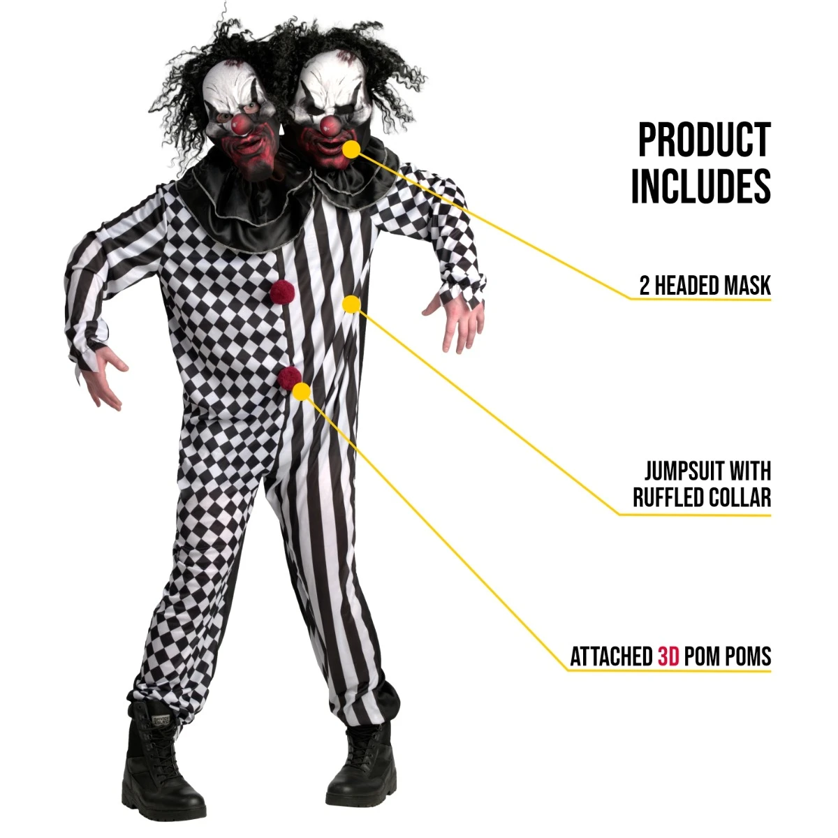 Costume Da Clown A Due Teste 4 Costume Da Clown A Due Teste - immagine 2