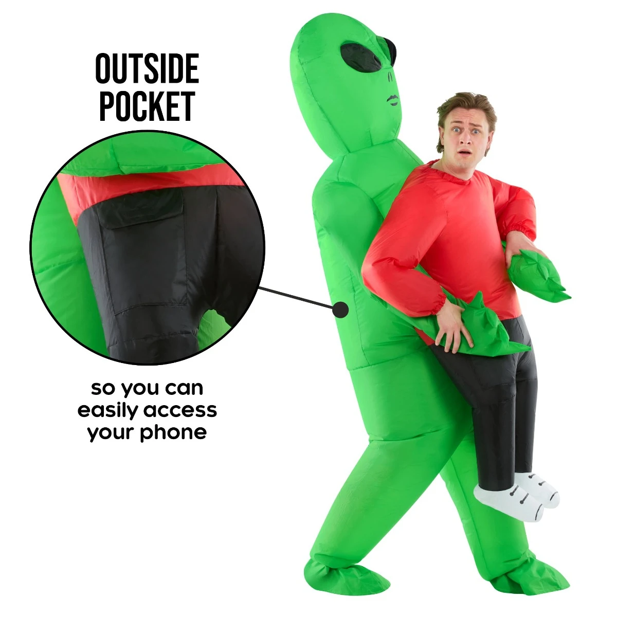 Alien Inflatable Costume Pick Me Up Mens Red 5 Alien Inflatable Costume Pick Me Up Mens Red - immagine 3