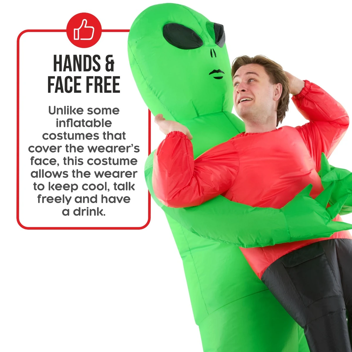 Alien Inflatable Costume Pick Me Up Mens Red 6 Alien Inflatable Costume Pick Me Up Mens Red - immagine 4
