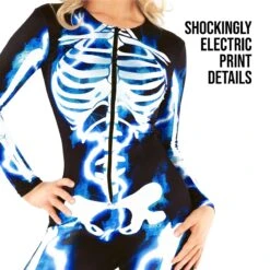 Womens Electric Skeleton Costume 13 Womens Electric Skeleton Costume -Vendite Morphsuits mcwbske electric skeleton jumpsuit adult feature 02