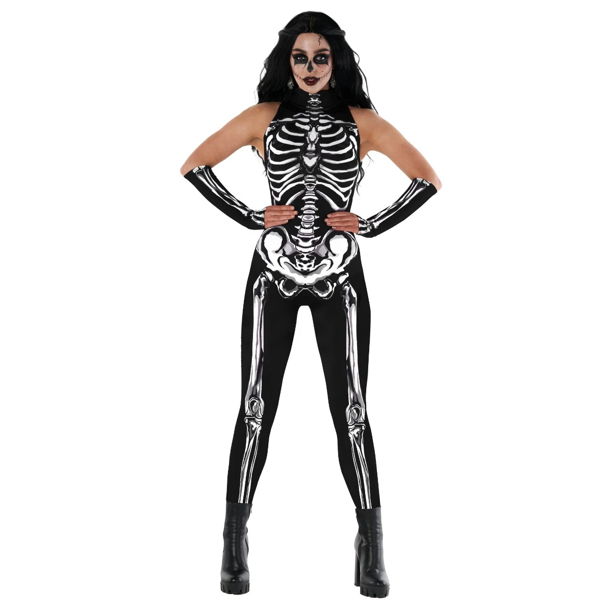 Womens Sleeveless Skeleton Bodysuit Costume 5 Womens Sleeveless Skeleton Bodysuit Costume - immagine 3