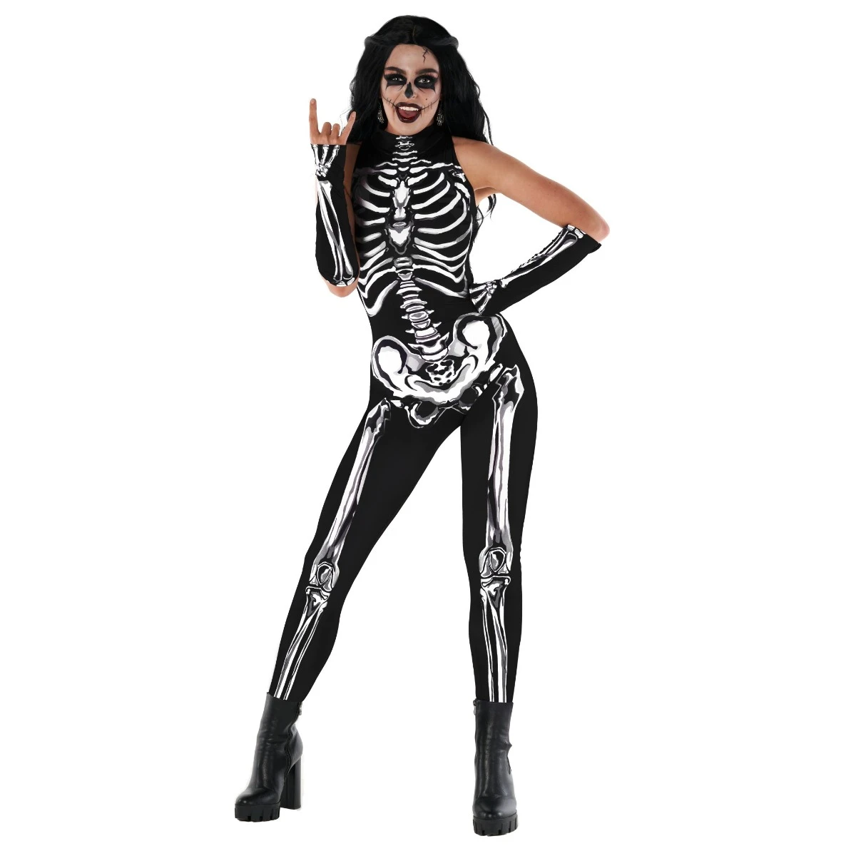 Womens Sleeveless Skeleton Bodysuit Costume 3 Womens Sleeveless Skeleton Bodysuit Costume