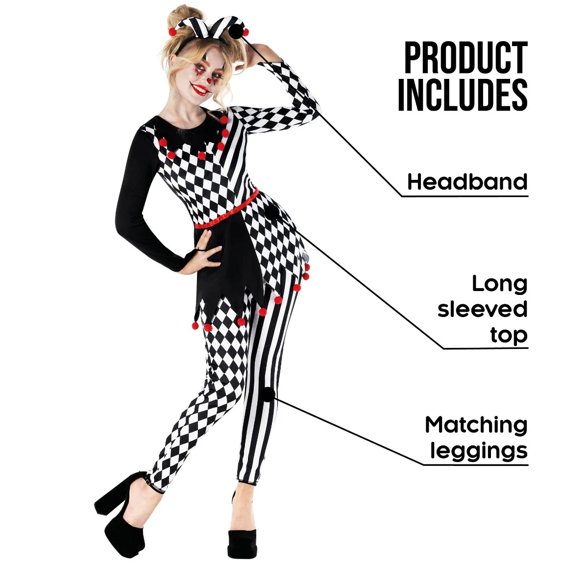 Costume Da Giullare Arlecchino Per Donna 4 Costume Da Giullare Arlecchino Per Donna - immagine 2