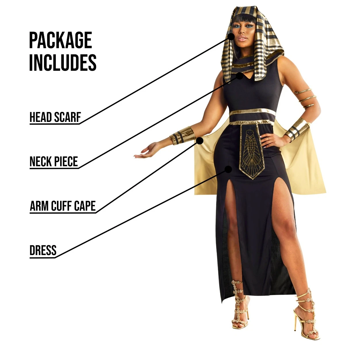 Womens Egyptian Pharaoh Queen Costume 4 Womens Egyptian Pharaoh Queen Costume - immagine 2