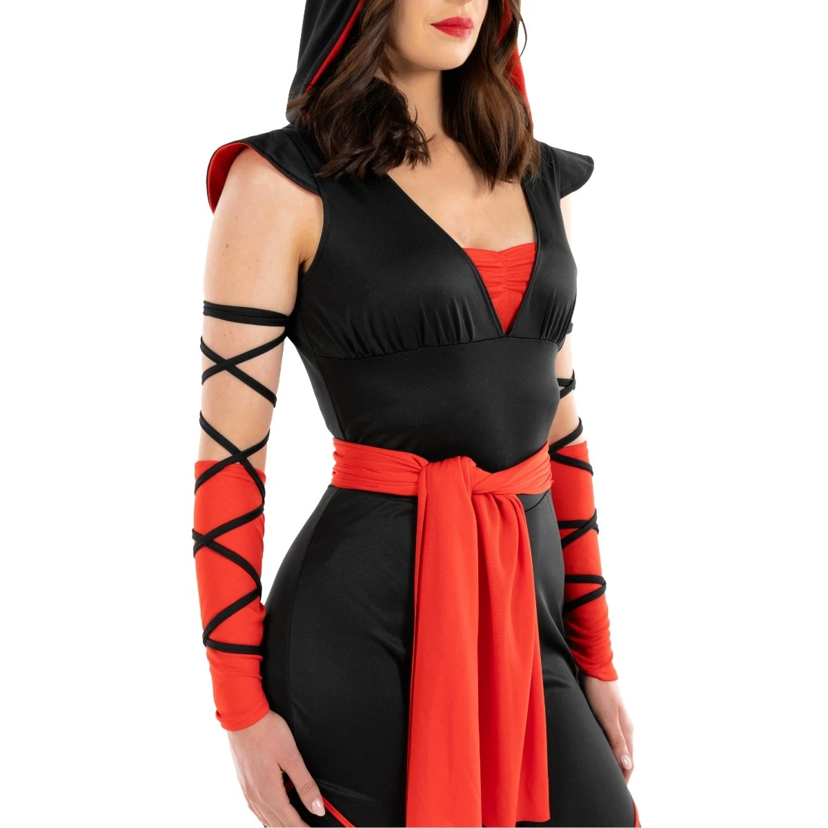 Costume Ninja Nero/rosso Da Donna 7 Costume Ninja Nero/rosso Da Donna - immagine 5