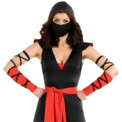Costume Ninja Nero/rosso Da Donna 14 Costume Ninja Nero/rosso Da Donna -Vendite Morphsuits mcwrn womens ninja 7 5