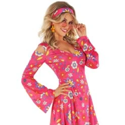 Costume Da Abito Rosa Corto Hippie Per Le Donne 16 Costume Da Abito Rosa Corto Hippie Per Le Donne -Vendite Morphsuits mcwshp hippie short dress adult pink 8