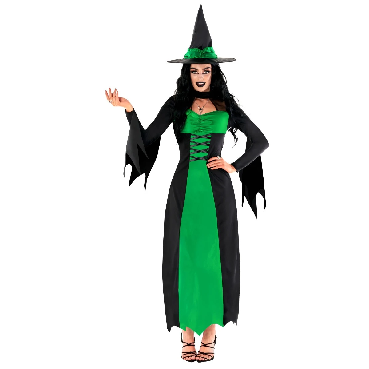 Costume Da Strega Cattiva Verde Per Donna 8 Costume Da Strega Cattiva Verde Per Donna - immagine 6