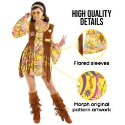 Womens Yellow Hippie Costume Dress 14 Womens Yellow Hippie Costume Dress -Vendite Morphsuits mcwyh womens yellow hippie dress 10