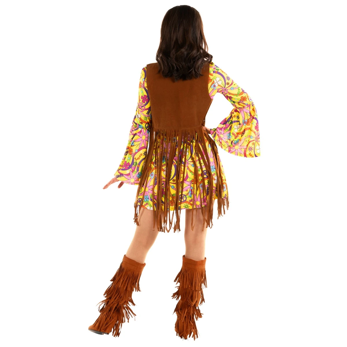 Womens Yellow Hippie Costume Dress 12 Womens Yellow Hippie Costume Dress - immagine 10