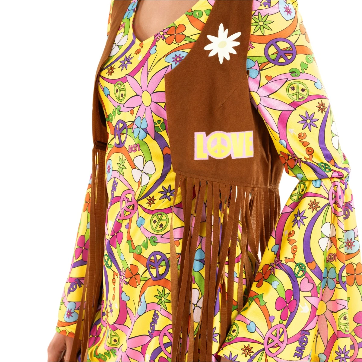 Womens Yellow Hippie Costume Dress 8 Womens Yellow Hippie Costume Dress - immagine 6