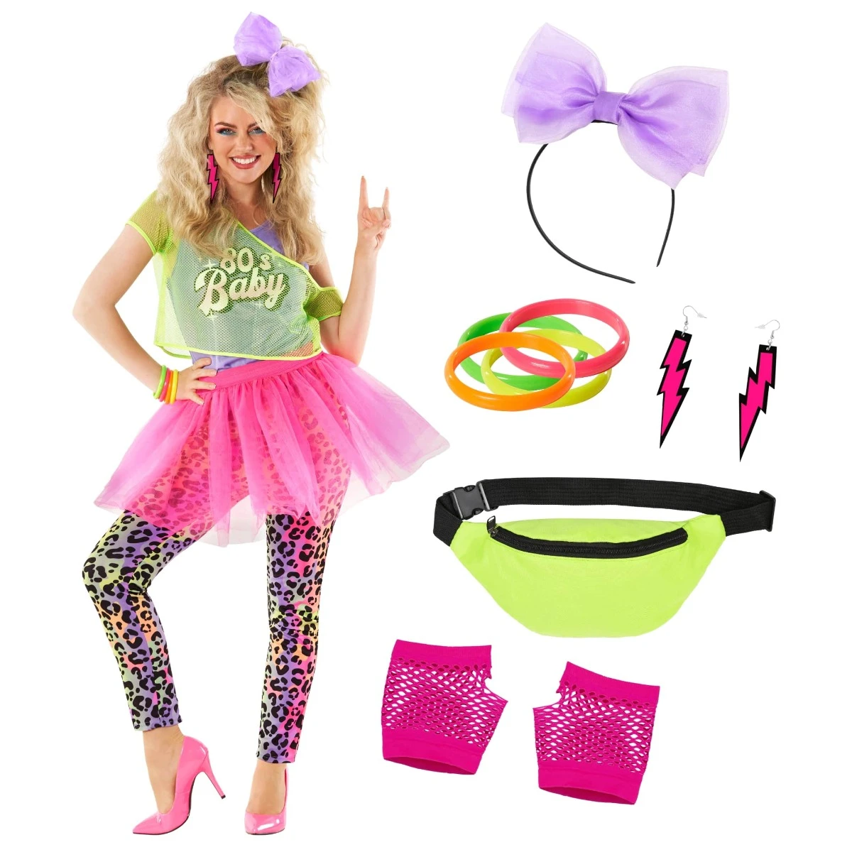 80s Neon Tutu Costume Womens 7 80s Neon Tutu Costume Womens - immagine 5