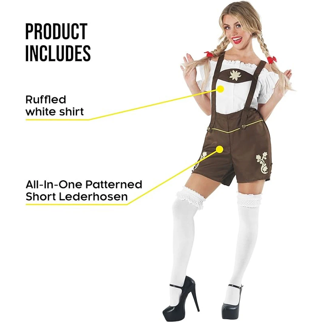 Womens Lederhosen Oktoberfest Costume 4 Womens Lederhosen Oktoberfest Costume - immagine 2