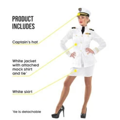 Womens White Navy Officer Costume -Vendite Morphsuits womens navy officer white costume 4