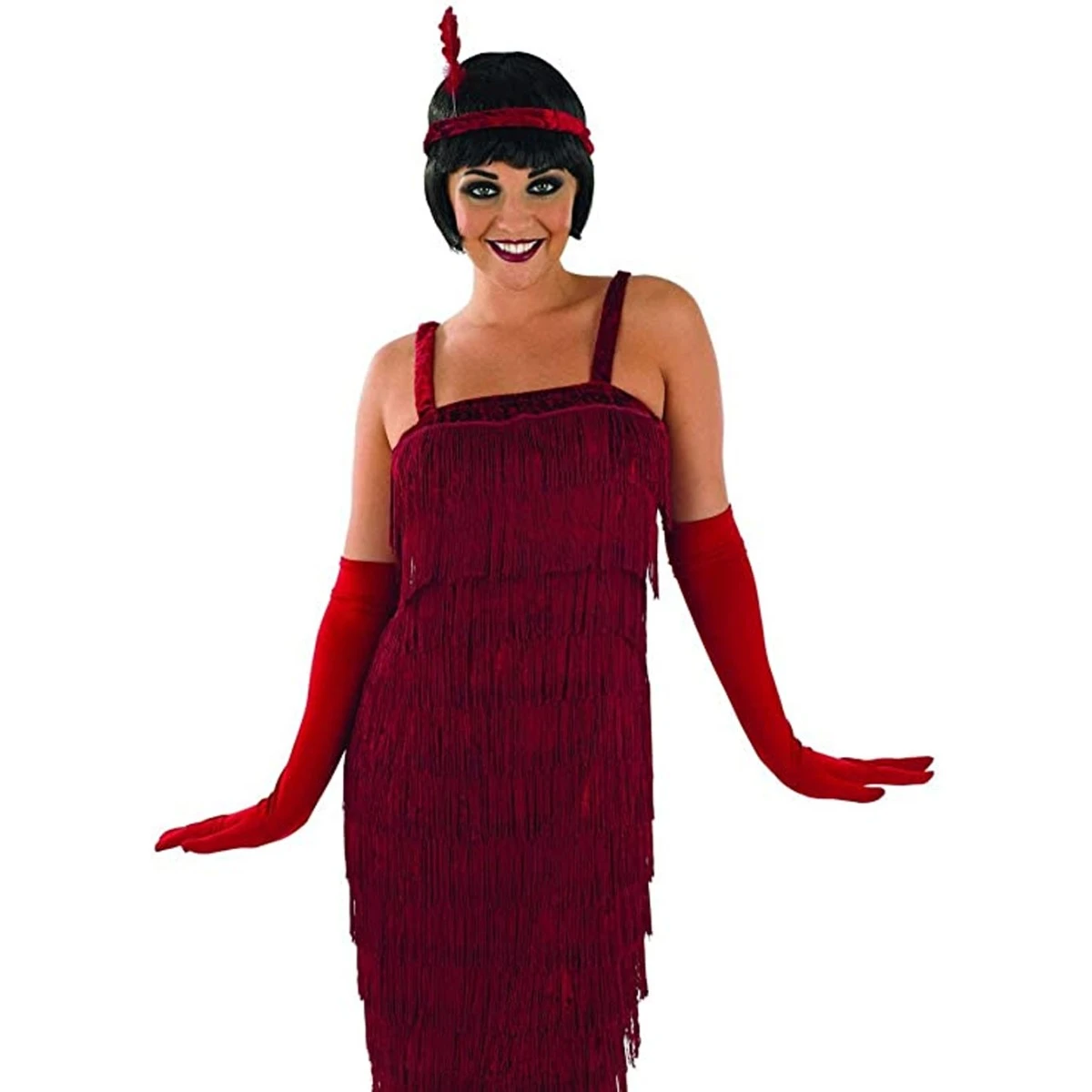 Womens Red Flapper Girl Costume 6 Womens Red Flapper Girl Costume - immagine 4