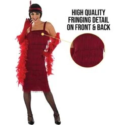 Womens Red Flapper Girl Costume 8 Womens Red Flapper Girl Costume -Vendite Morphsuits womens red flapper girl 20s costume dress 4